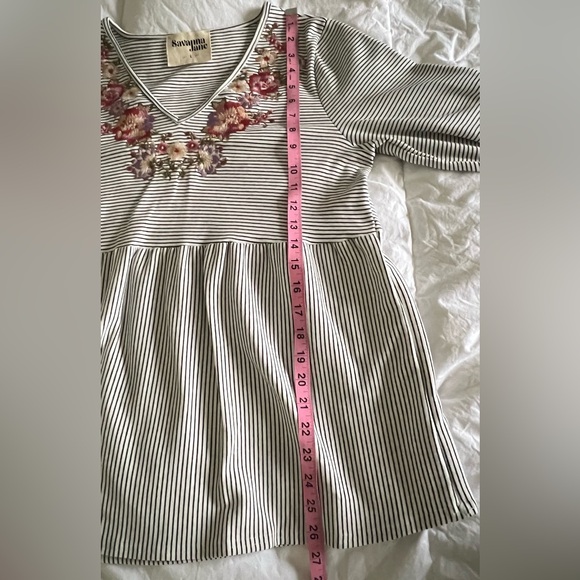 Savanna Jane Women Large White Stripe Floral Embroidered Long Sleeve Top Shirt - Picture 10 of 12